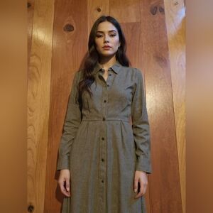 Faherty Olive Long Sleeve Dress